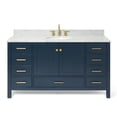 thumbnail image 2 of Ariel Cambridge 61 In. Single Oval Sink Vanity With Carrara White Marble 0.75 In Countertop In Midnight Blue, 2 of 10
