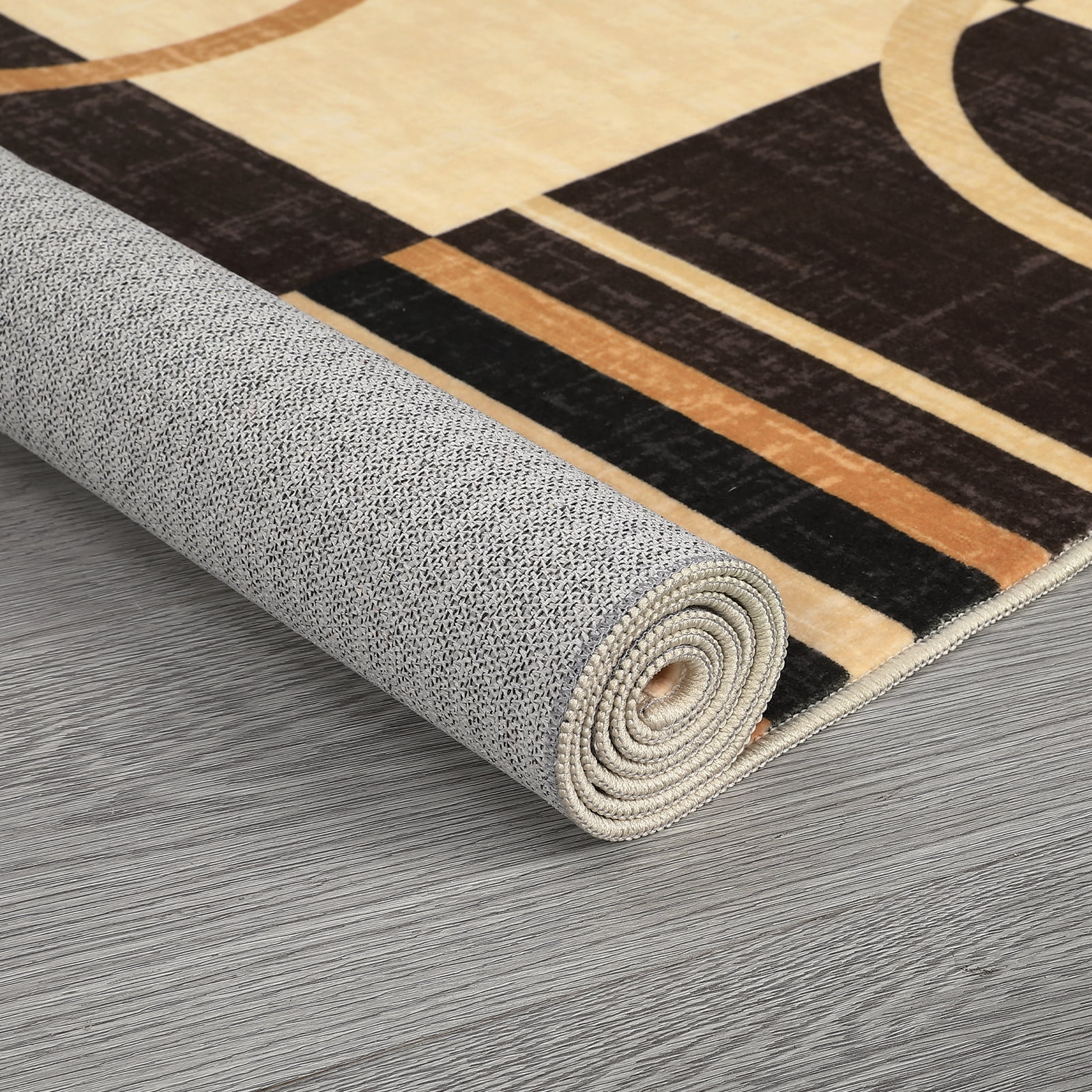 Modern Washable Area Rugs, Contemporary Geometric Circles Carpet with Non-Slip Backing