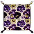 thumbnail image 2 of Women Girls Leather Square Dish Trinket Plate Jewelry Tray, Pansy Floral Skull Pattern Flag Mothers Day Birthday Gift, 20.5x20.5cm, 2 of 6
