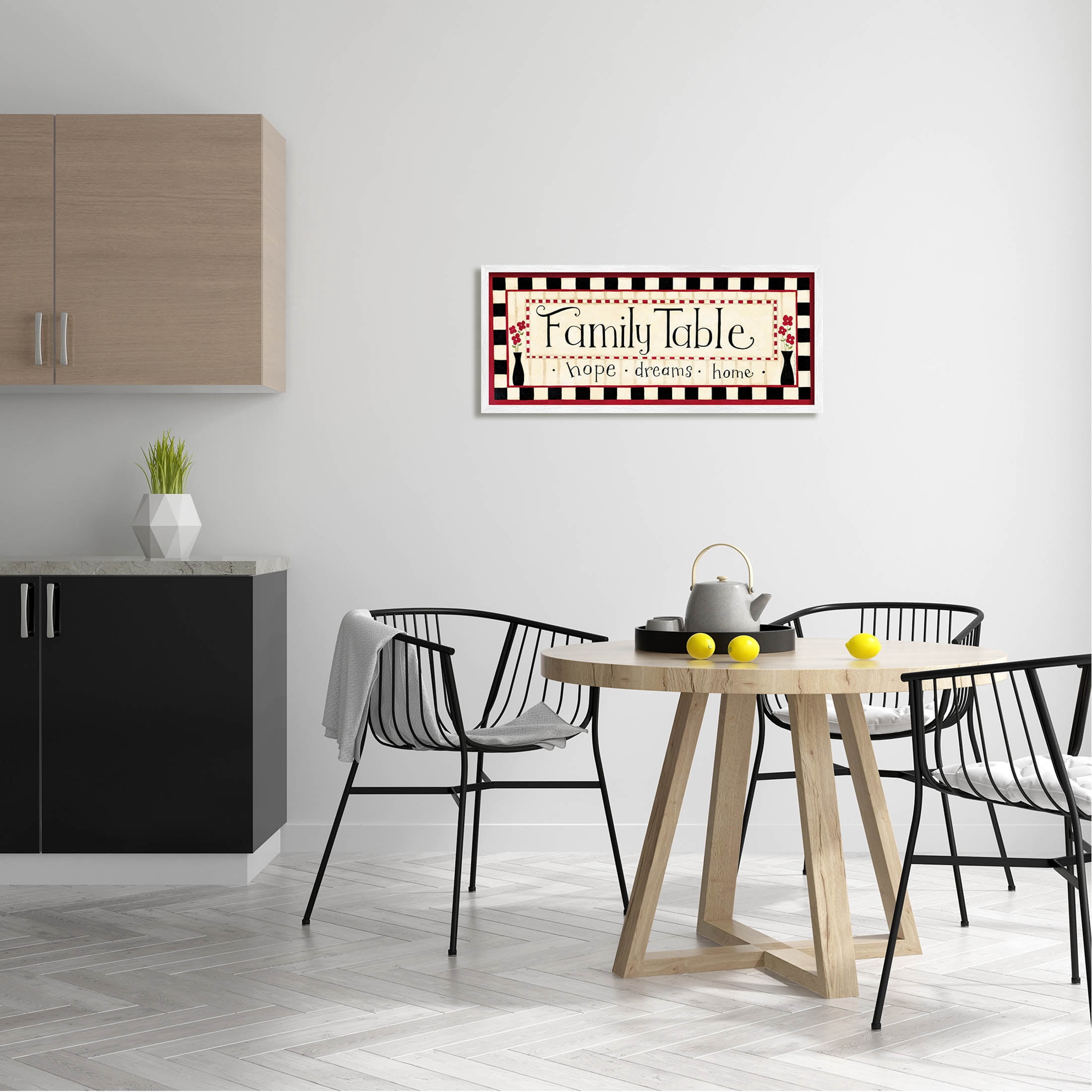 Family Table Hope Dreams Home Sign Typography Graphic Art White Framed Art Print Wall Art