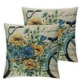 thumbnail image 2 of Acheng Spring Summer Blue Flower Bicycle Lumbar Decorative Throw Pillow Cover, Floral Rose Bike Outdoor Home Decor, Seasonal Bloom Bouquet Sofa Couch Cushion Case,2 Pcs White, 2 of 6
