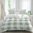 thumbnail image 2 of Sage Green Checkered Duvet Cover Set, Green White Buffalo Plaid Soft Duvet Cover California King Bedding Set 4 Pieces, 1 Quiltcover and 2 Pillowcases with Zipper, 1 Bed Sheet for All Seasons, 2 of 9