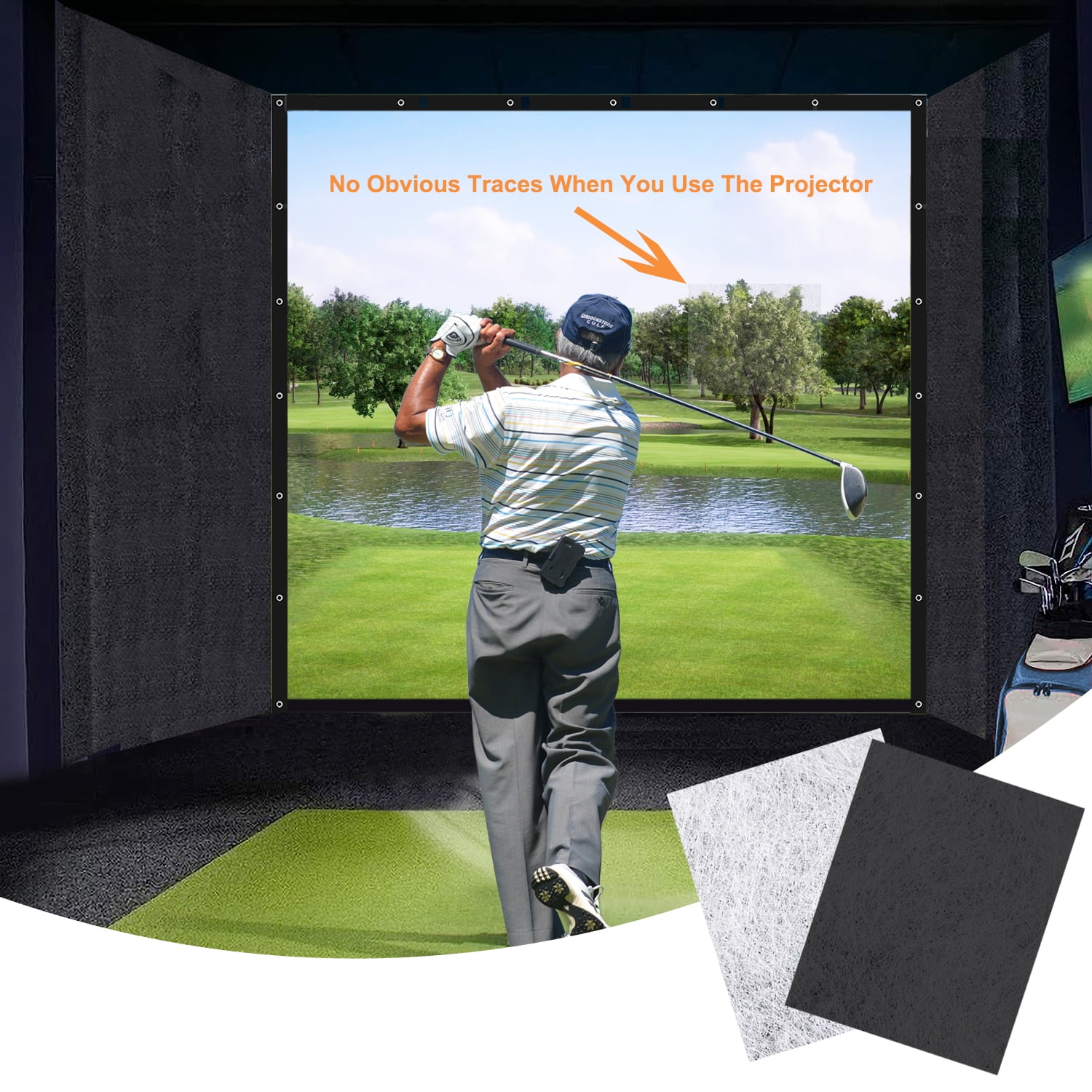 Screen Simulator Patch Kit for Golf Impact Screen Enclosure Replacement, 16.5 x 11.7in, Black & White, 2 Pack