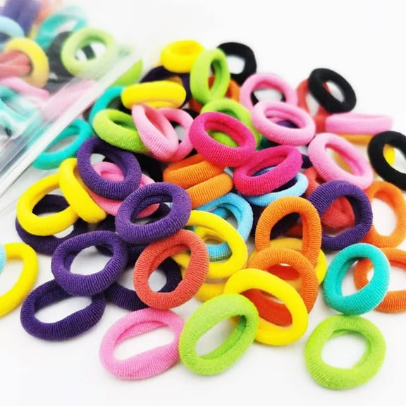 GIXUSIL 100Pcs Mini Hair Ties | Hair Ties for Fine Thin or Straight Hair | Ponytail Pack,Hair Ties for Babies Toddlers and Young Children | 3.14 cm Diameter,Multicolor Small Soft Hair Elastics Ponyt