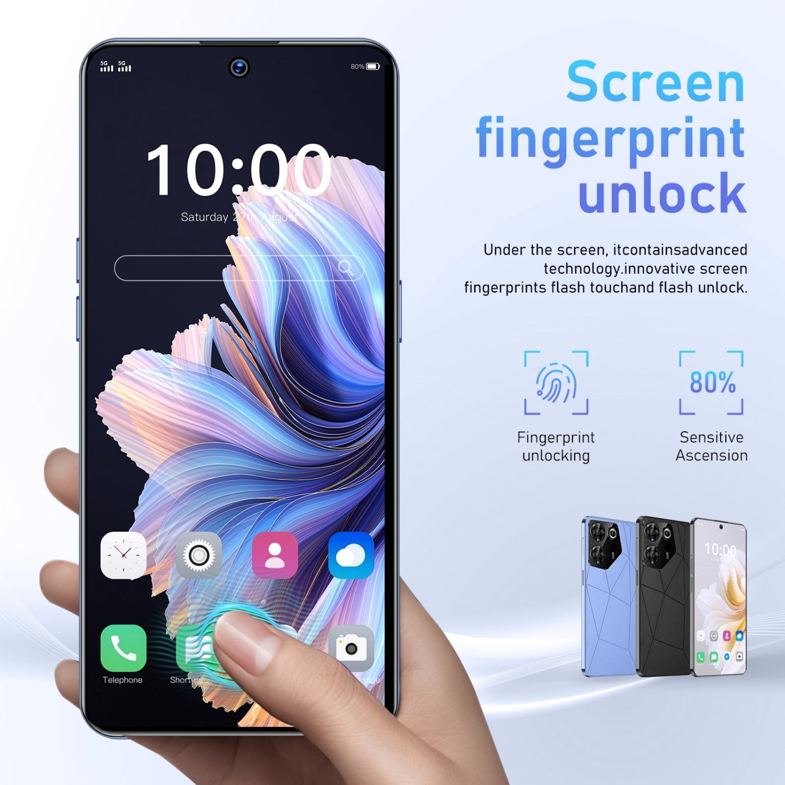 FYTPOV Android Phone, Smart Phone 32GB 6.6 Inch Screen Mobile Phone Sim Facial Unlock Game Music Phone Android System Smartphones, Cell Phones Unlocked