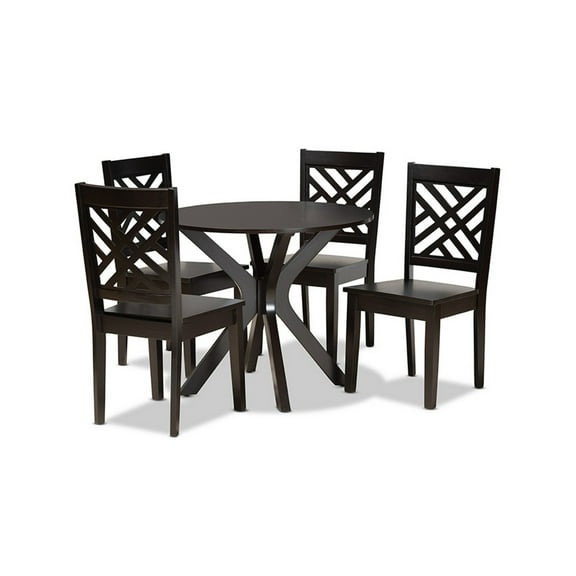 Ela Dark Brown Finished Wood 5-Piece Dining Set