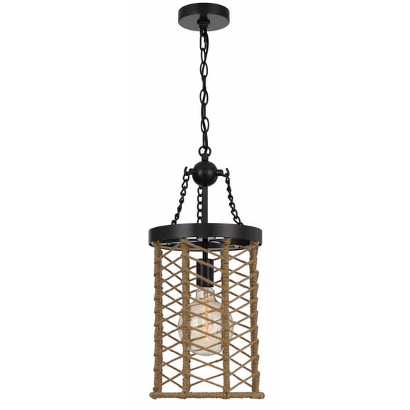 Cal Lighting Lillington 60W metal pendant light with burlap roped cage