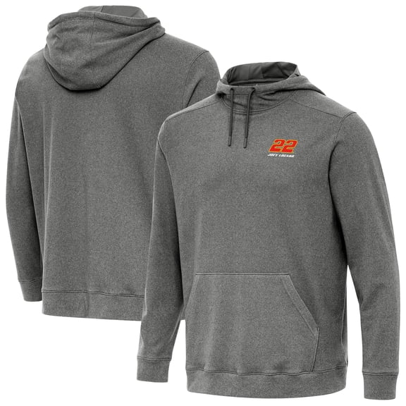 Men's-Antigua  Heather Black Joey Logano Cloud Pullover Hoodie