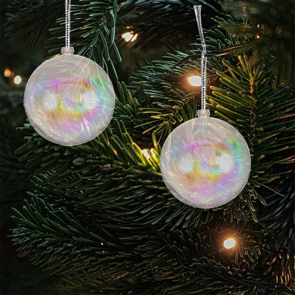 SWETRACE 10 Count Clear Iridescent Plastic Christmas Ornament , Shatterproof Hanging Decorations for Xmas Tree Decor