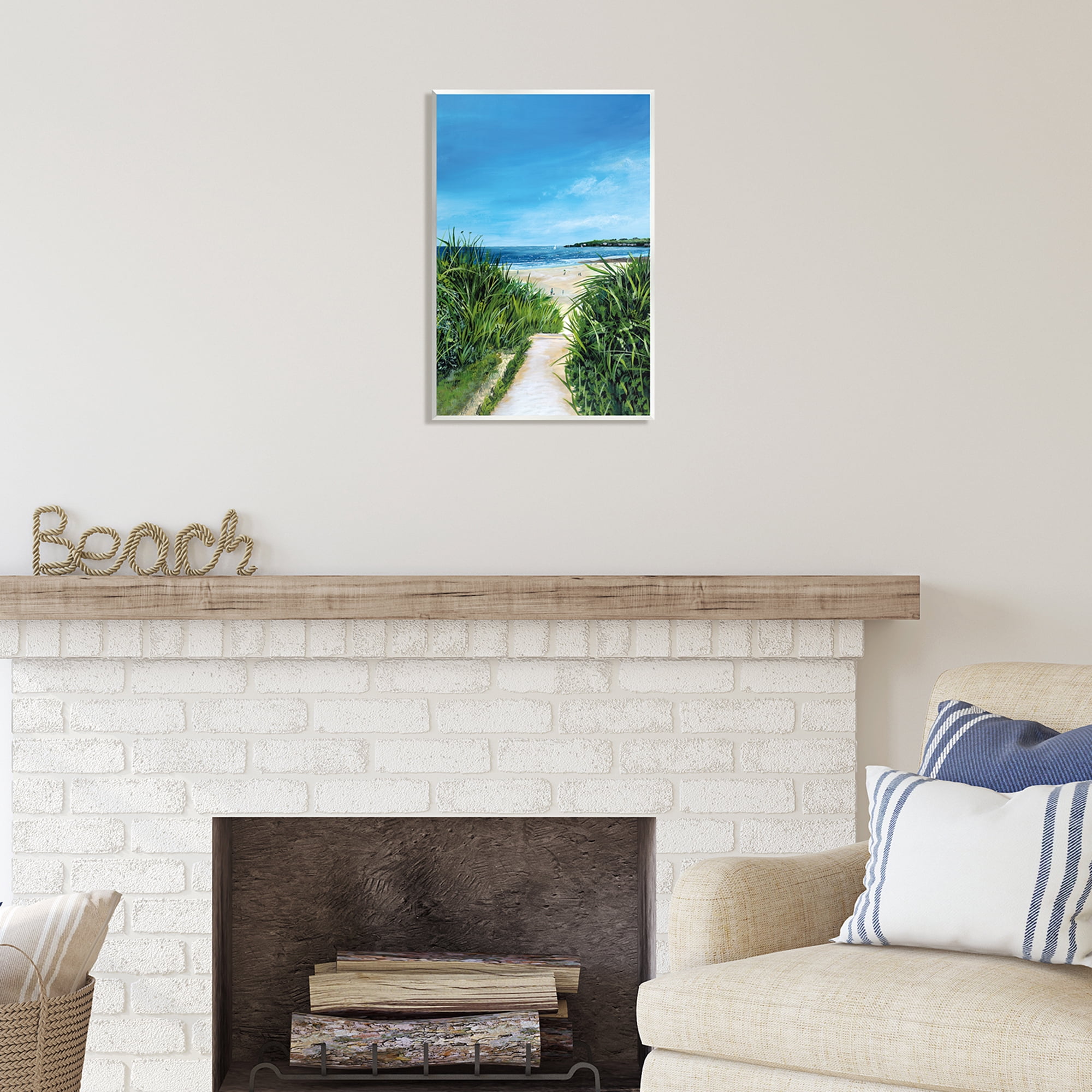 Stupell Industries Sandy Beach Path Scene Nature Painting Unframed Art Print Wall Art, 13 x 19