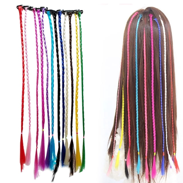 SHOWERORO 12Ud Peluca Trenzada Colorida Para Mujer Con Extensiones