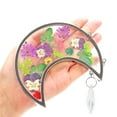 thumbnail image 4 of Crystal Silver Zircon & Stained glass Moon Suncatcher, Real Pressed Flowers in Glass Happy Mother's Day moon, Anniversary Valentines Day , Wind Chime Ornament - Gift for Your Loved One, 4 of 8