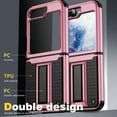 thumbnail image 3 of Armor Shockproof Case for Samsung Galaxy Z Flip 6, [Military Grade Anti-Drop] Rugged Hybrid Hard PC+Soft Silicone Heavy-Duty Tough Durable with Kickstand Protective Bumper Phone Case, Pink, 3 of 9