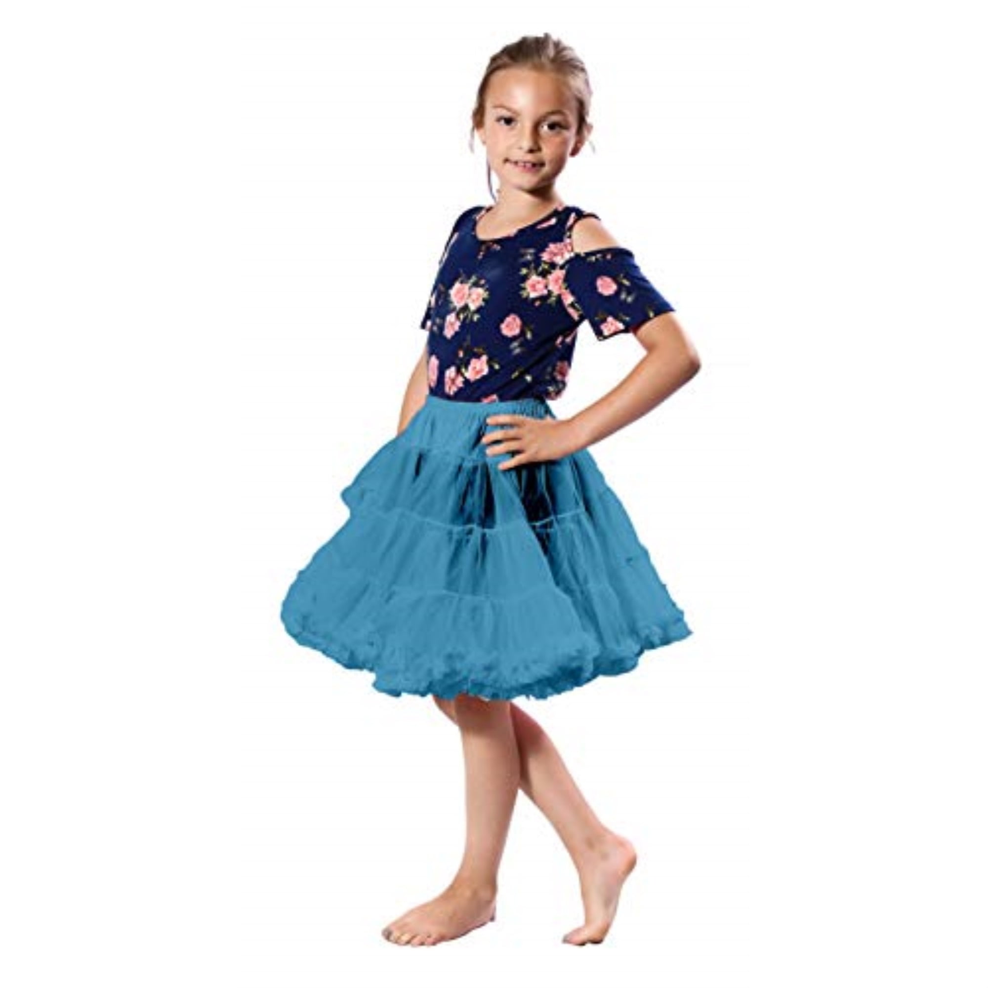 Malco Modes Girls Luxury Petticoat Poodle Skirt Costume Crinoline Underskirt X Small Peacock Blue Walmart