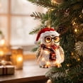 thumbnail image 3 of QISIWOLE 2D Christmas Owl with Glasses Hat Scarf Tree Ornament, Festive Hanging Decoration, 3.15 x 3.15 in Plastic Ornament, for Christmas Tree and Holiday Decor, 3 of 7