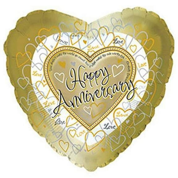 LOONBALLOON Anniversary Balloons, 17″ GOLD & SILVER ANNIVERSARY
