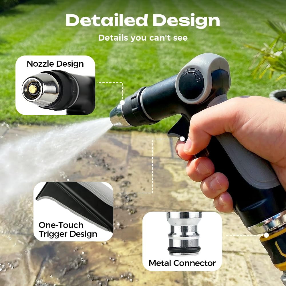 Aquoxis Pressure Washer Wand, Handheld High Pressure Hose Nozzle, Stainless Steel, 360° Rotating, 3 Spray Modes with Foam Pot, for Car Wash, Driveway & Patio Cleaning