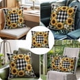 thumbnail image 6 of Spring Sunflower Wreath Throw Pillow Cover Black White Plaid Cotton Linen Cushion Cover Throw Pillow Case with Invisible Zipper for Couch Sofa Bed Chair Car 18x18 Inch, 6 of 9
