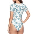 thumbnail image 3 of Uemuo Hand Drawn Turtle Pattern Women's One Piece Short Sleeve Swimsuit Rash Guard Surfing Modest Quick-drying Swimsuit Beach Essentials-Medium, 3 of 9