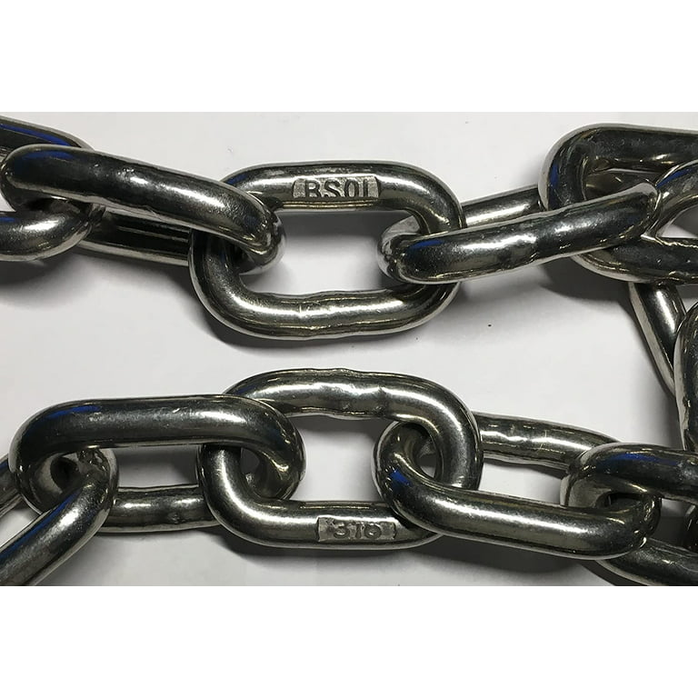 US STAINLESS 5/16 by 10' US Stainless Stainless Steel 316 Anchor Chain  5/16 or 8mm By 10 Foot Long with Bow Shackles