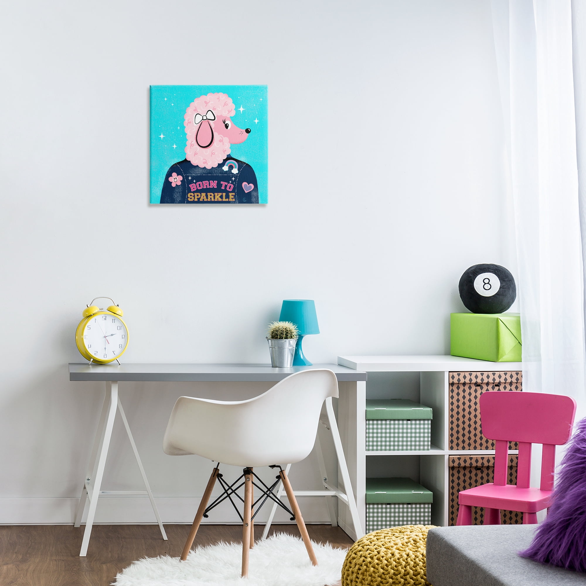 Stupell Industries Born To Sparkle Poodle Animals Painting Wrapped Canvas Art Print Wall Art, 17 x 17