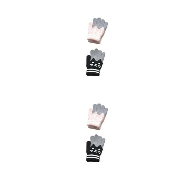 Minnieouse 2 pares de guantes para niños con dedos completos para niños pequeños, deportes al aire libre, patinaje, esquí, ciclismo, rosa negro 2Conjunto