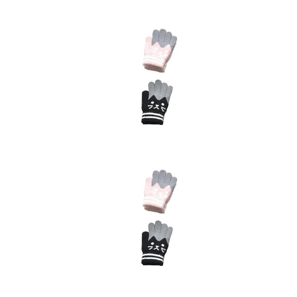 Minnieouse 2 pares de guantes para niños de dedos completos para niños pequeños, invierno, otoño, patinaje, ciclismo, montar en bicicleta, rosa negro 2piezas