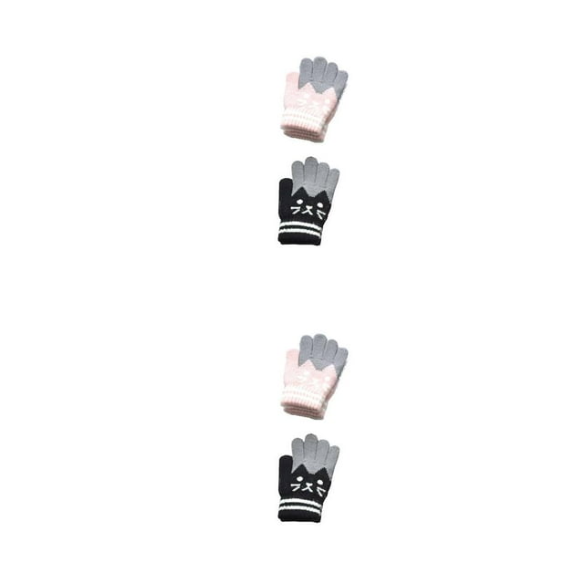 Minnieouse 2 pares de guantes para niños de dedos completos para niños pequeños, invierno, otoño, patinaje, ciclismo, montar en bicicleta, rosa negro 2piezas