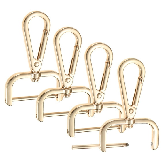 Uxcell Swivel Clasp Hooks [4pcs] - Key Chain Clip Hooks Use for Keychain Making - [Light Gold - 2.51 IN] D Ring Clip Lanyard Hardware
