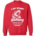thumbnail image 2 of OXI Crewneck Sweatshirt - A Day Without Fishing, Basic Casual Sweatshirts for Men's and Women Fleece Sweatshirt Long Sleeve - Red 3X-Large, 2 of 2