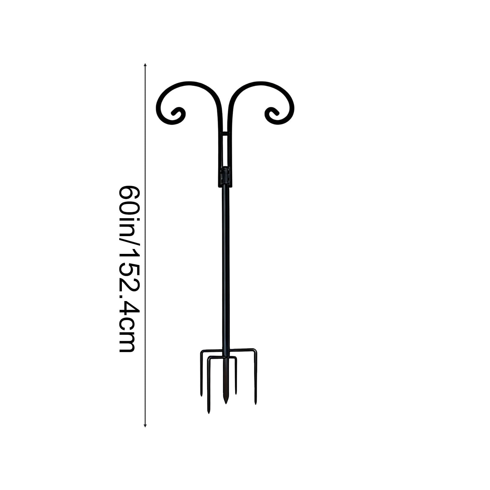 Cadancy Outdoor Shepherd Hook Solar Light Holder Garden Stake Double Hanger Metal Plants Stand Patio Lawn Decorative Hook Bird Feeder Pole Backyard Landscape Accessory