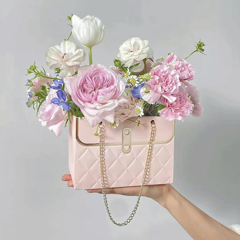2pcs Exquisite Flower Paper Box Portable Bouquet Packaging Tote Bag Wedding  Mothers Day Birthday Party Flower Bag Gift Bag Gift Packaging Bag For  Various Festivals Valentines Day Gift Packaging Bag