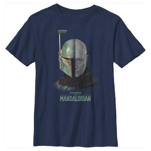 Boy's Star Wars: The Mandalorian Boba Fett Revealed Graphic Tee Navy Blue Small