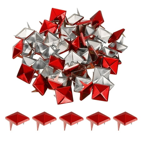 

Uxcell 50Pcs Square Pyramid Rivets 12mm Two-Jaw Studs Spikes Copper Punk Rock Nailhead Spots (Red)