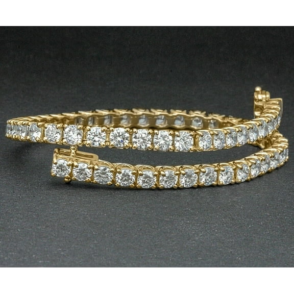 3mm 9.00Ct Round Cut Lab Created Diamond Engagement Women's Tennis Bracelet 14K Yellow Gold Plated Silver 925 7"