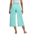 thumbnail image 4 of Clearance under 10$ Sevevn Solid Elastic Waist Pocket Cropped Pants Casual Stretchy Stylish Pants For Spring Summer Women's Clothing Summer Clearance Mint Green L, 4 of 7