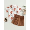 thumbnail image 4 of Coduop Toddler Boys Shorts,Short Sleeve Bull Head Print Shirt with Shorts Summer Outfit Set, 4 of 9