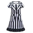 thumbnail image 3 of Halloween Girls Clothes Movie B-BeetleJuice 2 Cosplay Costume Kids Underworld Masters Cosplay Striped Dress Performance Costumes, 3 of 5