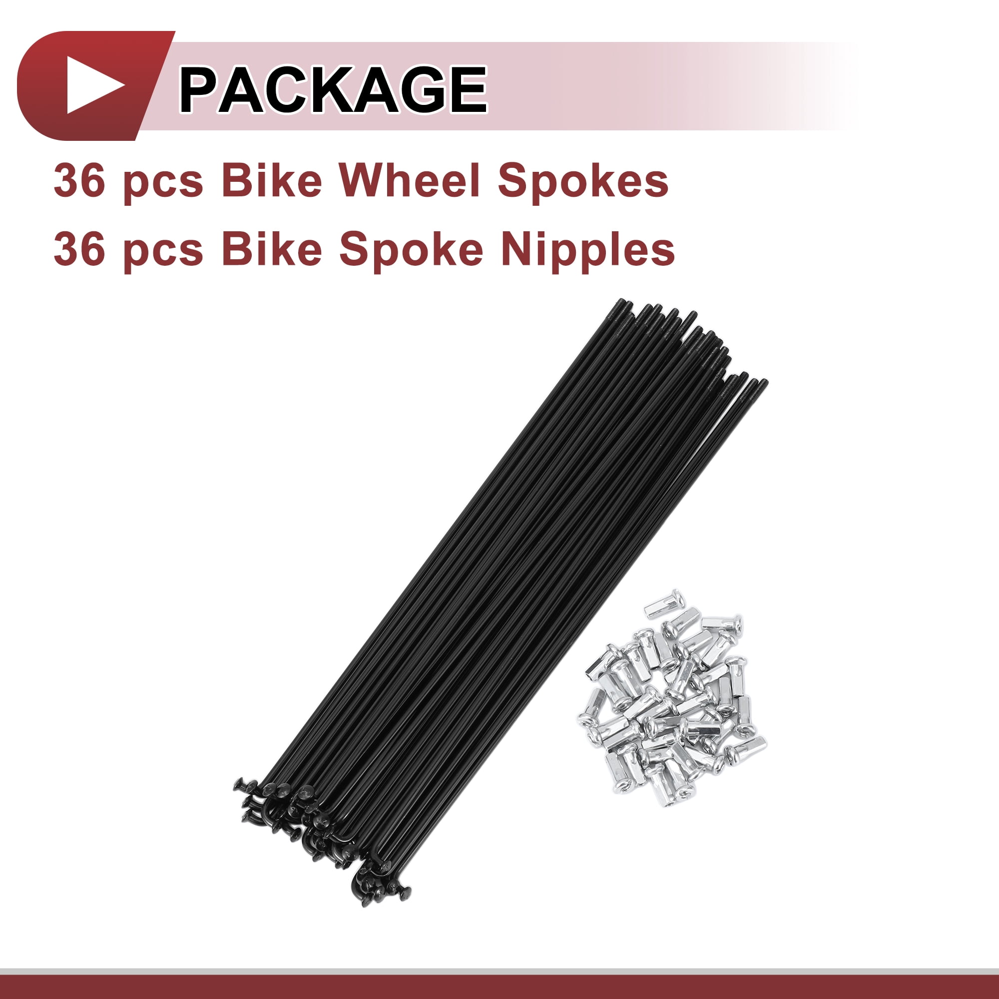 Unique Bargains 36 Set 12G Bicycle Spokes 12G Bike Wheel Spokes 45 Steel Black-215mm