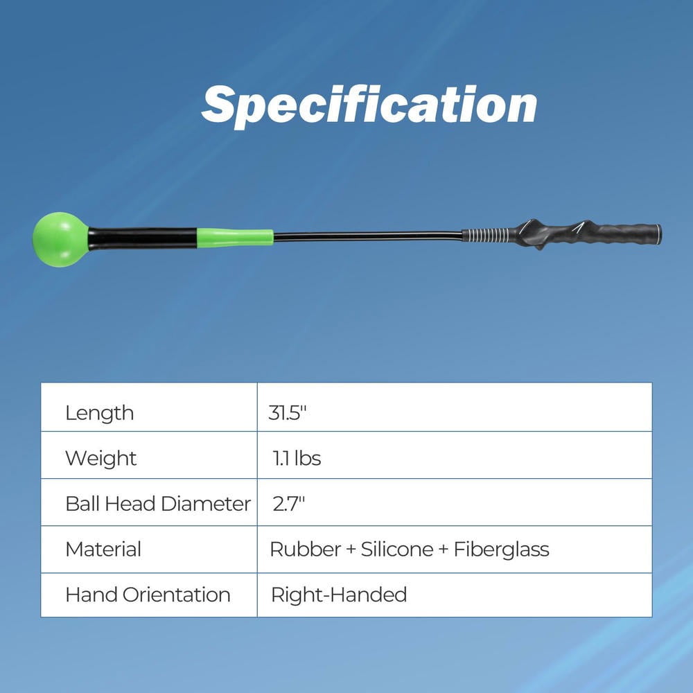 YYAo 31.5 Inch Golf Swing Aid Trainer Weighted Head for Improved Grip and Balance, Green