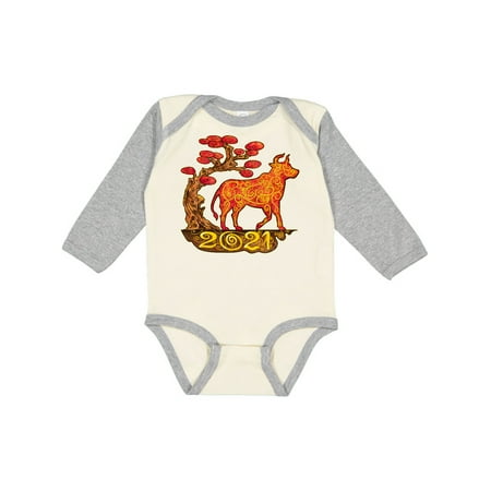 

Inktastic 2021 Year of the Ox New Years Gift Baby Boy or Baby Girl Long Sleeve Bodysuit