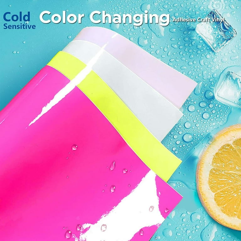Cold Color Changing Vinyl Permanent Adhesive Vinyl - 8 Sheets 12x10（ in  2023