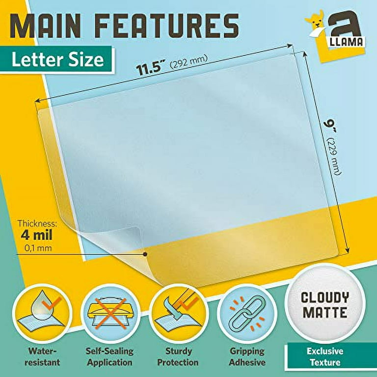 Textured Self Adhesive Laminating Sheets, Cloudy Matte Finish, 9 x 11.5 Inches, 4 Mil Thick, 10 Pack, for Letter Size Self Sealing Lamination Sheets