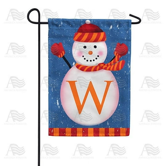 America Forever Winter Monogram Letter W Garden Flag, Snowman Garden D‚cor, Vertical Double Sided 12.5 x 18 inches Merry Christmas Snowflake Winter Holiday Seasonal Flags for Outdoor Decoration