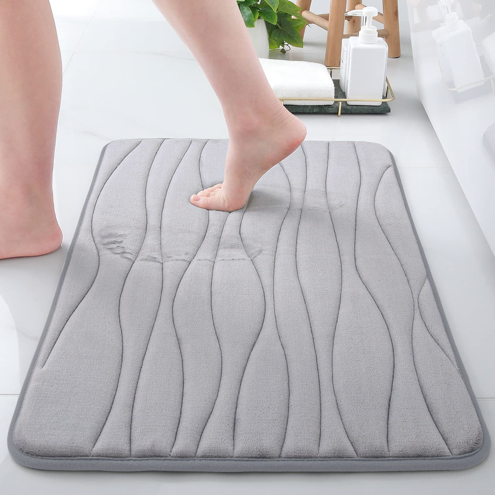 Buganda Memory Foam Bathroom Rug Mat, Ultra Soft Cozy Velvet Bath Rugs