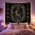 thumbnail image 2 of Ornate Ram Within a Starry Antlered Evergreen Frame, Serene Folk Art for Nature Lovers, Nordic Winter Decor, Christmas Gift, Tapestry Wall Hanging for Bedroom and Living Room, 2 of 5