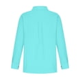 thumbnail image 5 of Qwertyu Button down Shirts for Women Lapel Long Sleeve Cotton Linen Tops Causal Lightweight Summer Spring Blouse Tees with Pocket Cyan S, 5 of 5