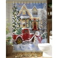 thumbnail image 2 of Christmas Snowman Shower Curtain for Bathroom, Winter Xmas Tree Red Vintage Truck Rustic Retro Farmhouse Shower Curtain Set, Washable Waterproof Fabric Shower Curtain for Bath Bathtub Decor, 72x72IN, 2 of 6