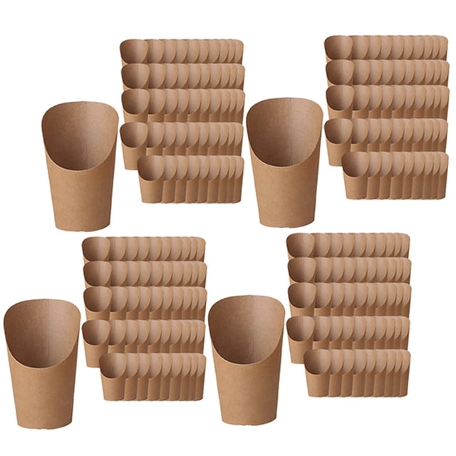 4x Soporte para patatas , soporte para vasos de papel Kraft, vaso de papel desechable, vasos inclinados para chips, vaso para , gofre de
