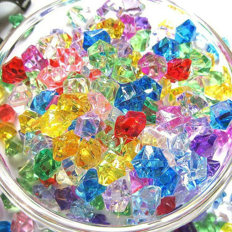 Leke Plastic Gems Ice Grains Colorful Small Stones Children Jewels Acrylic  Gems(200pcs 0.43x0.55in) 